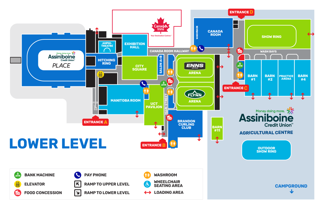 Map of Lower Level of the Keystone Centre in Brandon, Manitoba