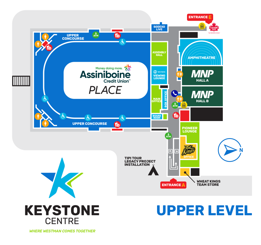 Map of Upper Level of the Keystone Centre in Brandon, Manitoba