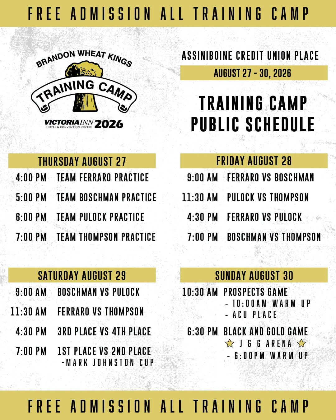Training Camp Times Graphic